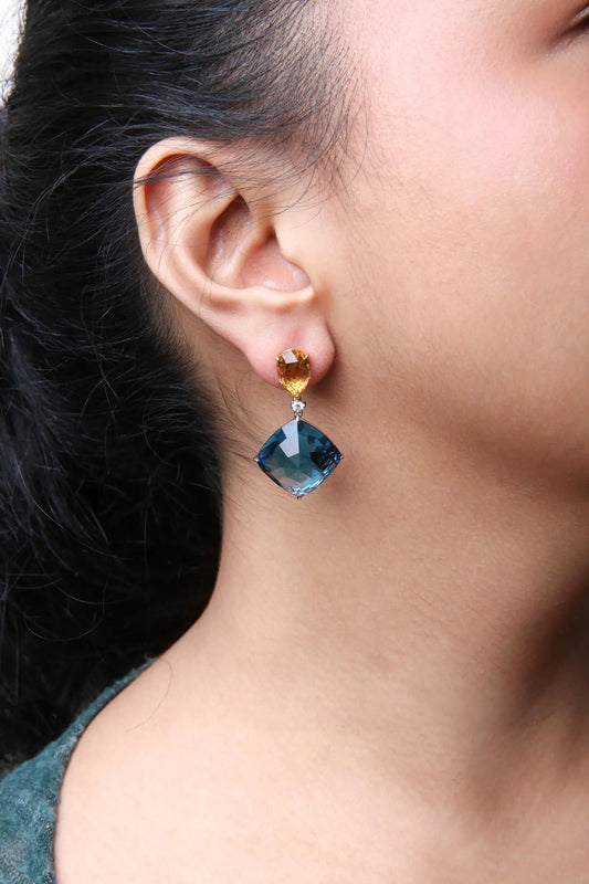 18K Gemstone Dangle Earrings