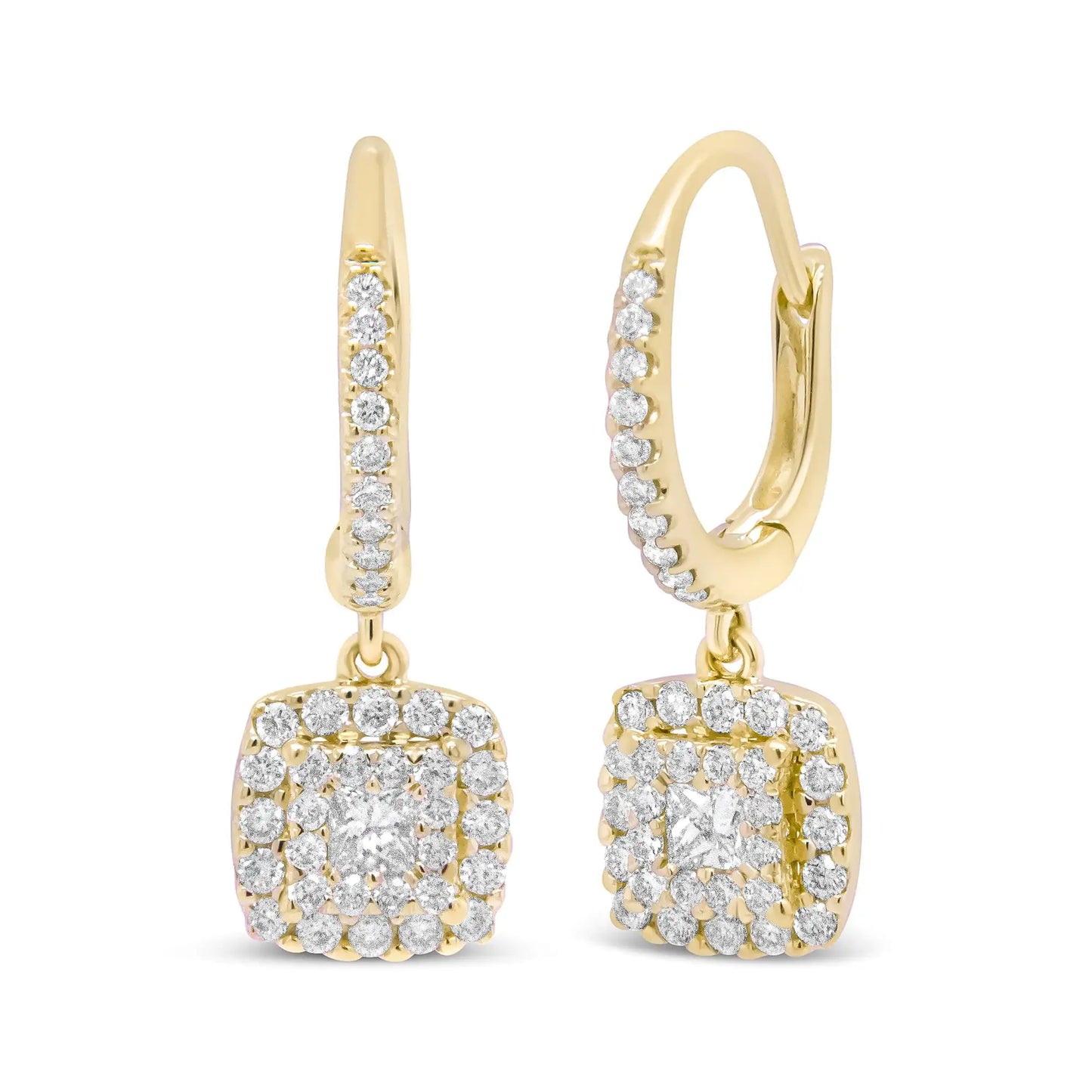 14K Yellow Gold Princess Diamond Earrings